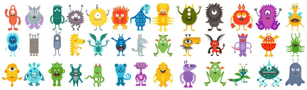 Cute Monster Characters Set Vector Illustration Cartoon Funny Germ Bacteria — Vector de stock