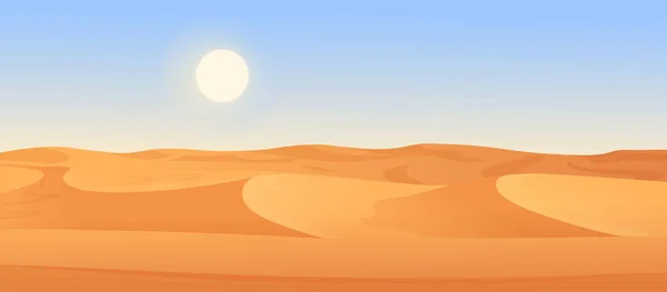 Desert Wild Panoramic Landscape Dunes Vector Illustration Cartoon Dry Palm — Stock Vector