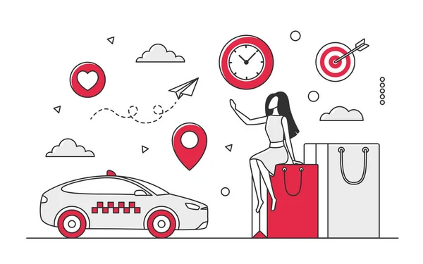 Städtische Lieferdienste Bestellen Den Transport Digitale Shopping Und Auto Versand — Stockvektor