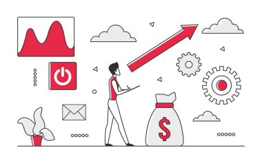 Nakit para sermayesi. Kişisel bankacılık hesabı ve parasal işlemler vektörü monocolor illüstrasyonu