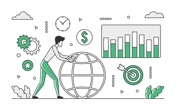 Global Financial Market Statistics International Money Evolution Economic Data Vector — Stock vektor