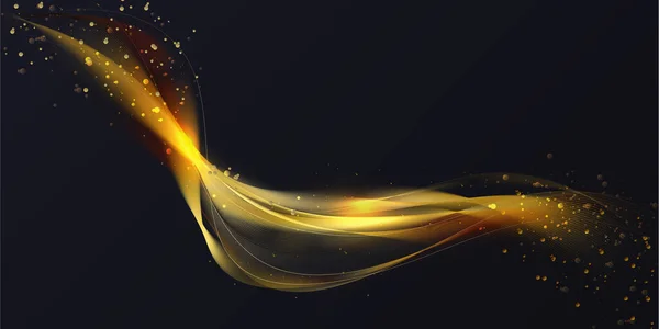 Golden Wave Sparkle Bokeh Abstract Light Effect Vector Illustration Luxury — Stockový vektor