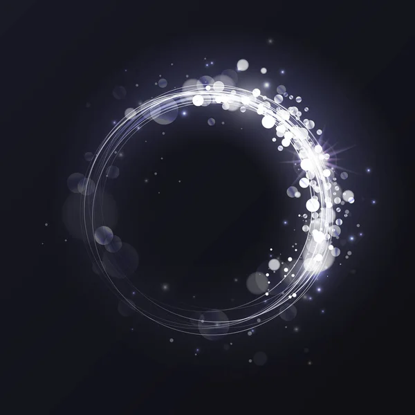 Stříbrný Jiskřivý Kroužek Abstraktní Vektorový Efekt Světelného Rámečku Magie Zářící — Stockový vektor