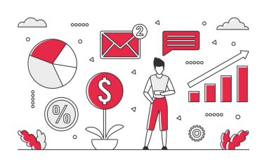 Startup business management. Developing and launching new project vector monocolor illustration