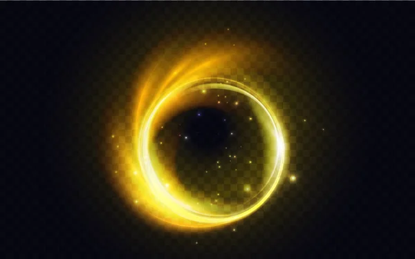 Golden Yellow Flare Circle Glowing Light Effect Vector Illustration Glow — Stockový vektor