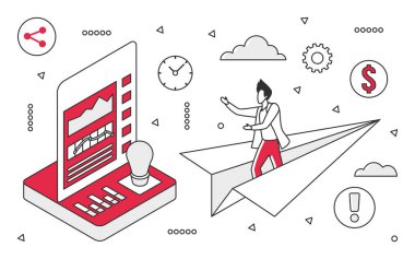 Data indicators metrics. Statistics variable, measurable information of outcomes vector monocolor illustration