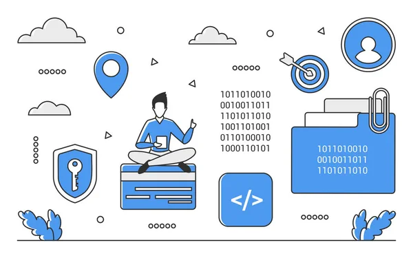 Digital Code Development Process App Developing Programming System Vector Monocolor — Vector de stock