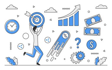 Stock market growth. Positive forecasting, economic expansion vector monocolor illustration