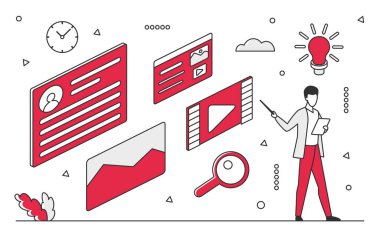 Business analysis report. Data reporting analytics, accounting service vector monocolor illustration