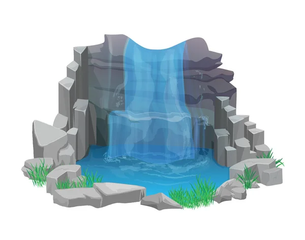Tecknad Flod Vattenfall Isolerad Vektor Illustration — Stock vektor