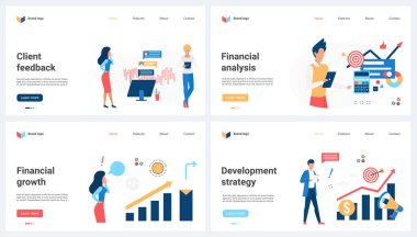 Finansal projelerin başarısı için iş yönetimi vektör illüstrasyonunu belirledi. Çizgi film yöneticileri pankart, web sitesi tasarımı veya iniş web sayfası için stratejik finans planı üzerinde çalışırlar