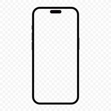 Boş beyaz ekran alfa transperant vektör illüstrasyonlu akıllı telefonun yüksek kalite gerçekçi yeni versiyonu. Projeniz için gerçekçi model şablon telefonu, görsel ui uygulama tanıtımı.
