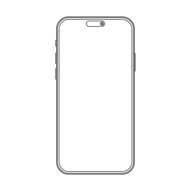 Projeniz için ana hatlı model telefon, görsel ui uygulaması tanıtımı. Akıllı telefon vektör illüstrasyonunun en yeni sürümü yüksek kalite vuruş çizgisi