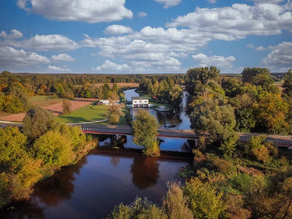 Widawka River Einem Sonnigen Sommertag Mit Einer Drohne Gefilmt — Stockfoto