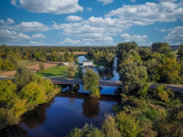 Widawka River Einem Sonnigen Sommertag Mit Einer Drohne Gefilmt — Stockfoto