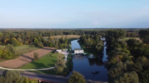 Widawka River Soleado Día Verano Filmado Con Dron — Vídeo de stock
