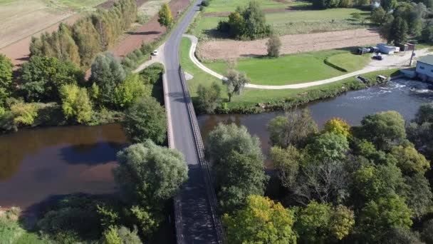 Widawka River Een Zonnige Zomerdag Gefilmd Met Een Drone — Stockvideo