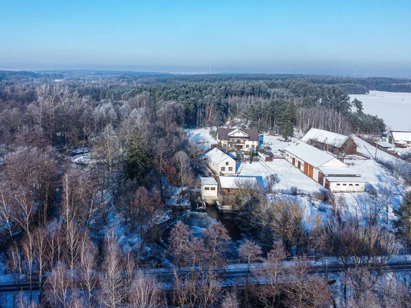 Clima Invernal Centro Polonia Paisaje Triste Nostálgico —  Fotos de Stock