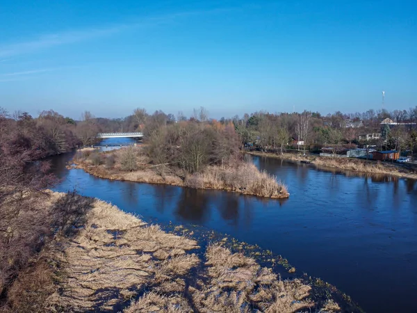 Řeka Warta Zobrazená Shora Konopnici Střední Polsko — Stock fotografie