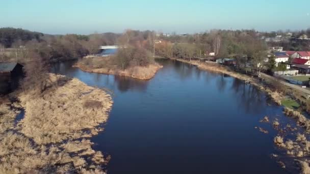 Winter Snow River Central Poland — ストック動画