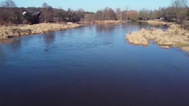 Zima Bez Sněhu Řece Středním Polsku — Stock video