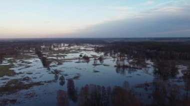Orta Polonya 'da yüksek su seviyesi olan Grabia nehri.. 