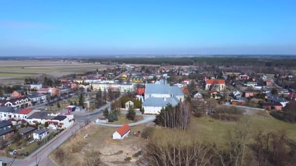Dorpscentrum Van Bovenaf Gezien Centraal Polen — Stockvideo