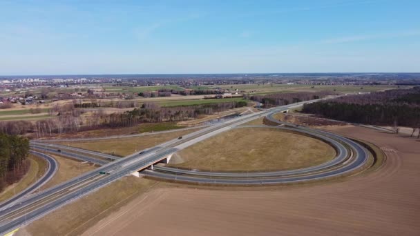 Auto Estrada Cruzamento Mostrado Cima Polônia — Vídeo de Stock