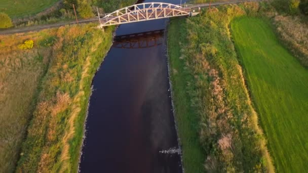 Old Steel Tram Bridge Ner River City Lutomiersk Poland — Wideo stockowe