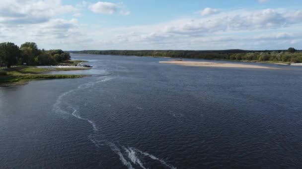 Polonya Vistula Nehri Nde Sonbahar — Stok video