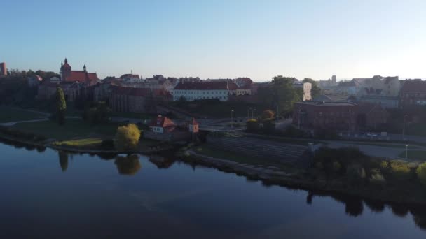 Cidade Grudziadz Mais Longa Ponte Rodoviária Ferroviária Polónia — Vídeo de Stock