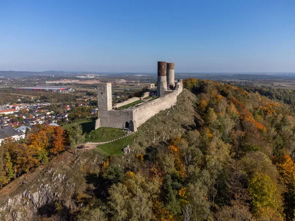 Замок Чецины Сфотографированный Сверху Видом Город Чецины Польша — стоковое фото