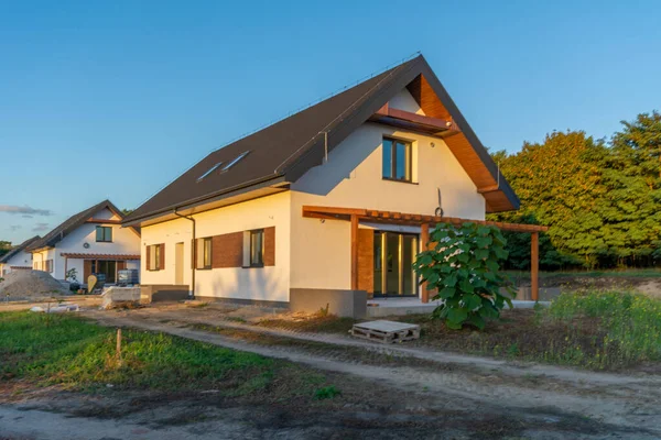 Casa Unifamiliar Última Etapa Construção Acabamento — Fotografia de Stock