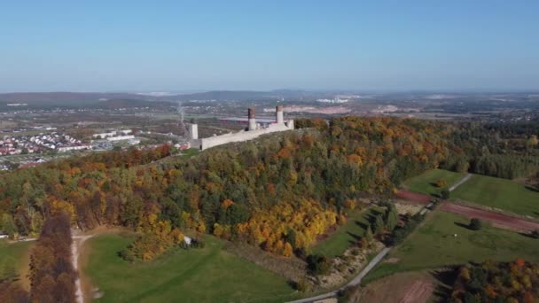 Castelo Chechênia Filmado Cima Com Vista Para Cidade Checiny Polônia — Vídeo de Stock