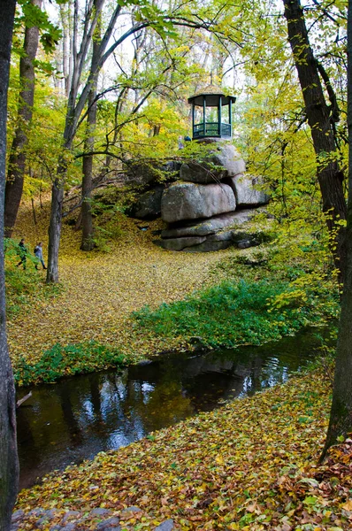 Альков Скале Реки Осенний Лес Открытой Архитектурой Возле Реки Красота — стоковое фото
