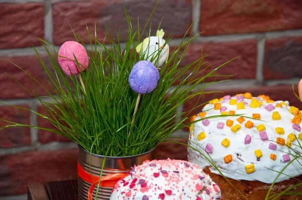 Easter Cake Glazed Sprinkles Icing Easter Holiday — Stock Photo, Image