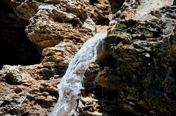Water Stream Steep Falling Rocky Ledge Waterfall — Foto Stock