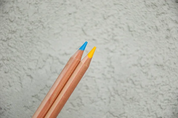 Blue Yellow Pencils Symbol Ukrainian Flag Ukraine Color Pencil Patriotism — стоковое фото