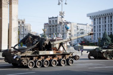 Kyiv, Ukraine - August 22, 2022: destroyed russian military equipment during war against ukraine. kyiv 2022