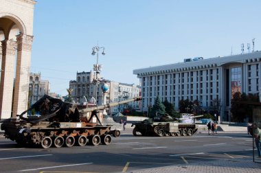 Kyiv, Ukraine - August 22, 2022: destroyed russian military equipment during war against ukraine. army