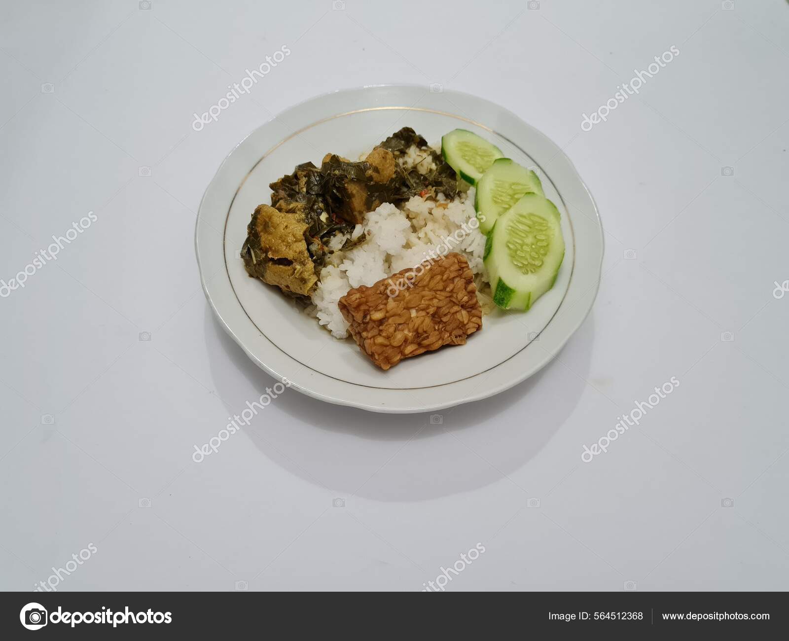 White Rice Side Dish Tofu Sliced Sliced Topped Fresh Cucumber — Stock