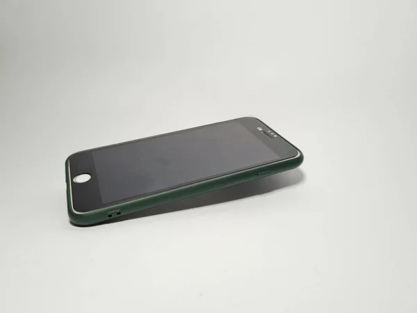 Beyaz Arka Planda Siyah Renkli Akıllı Bir Telefonun Fotoğrafı Çok — Stok fotoğraf