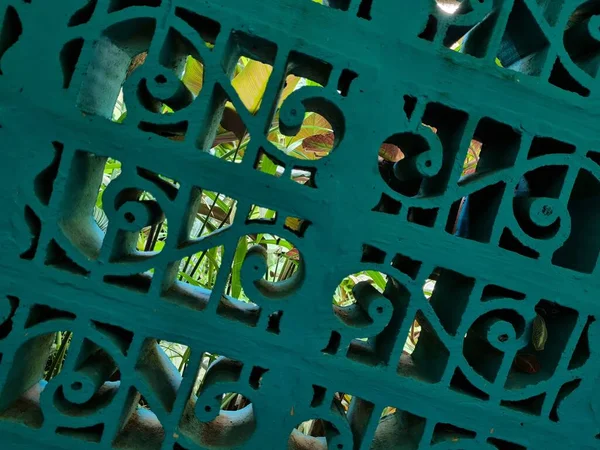 Edificio Ornamento Fondo Con Pintura Azul — Foto de Stock