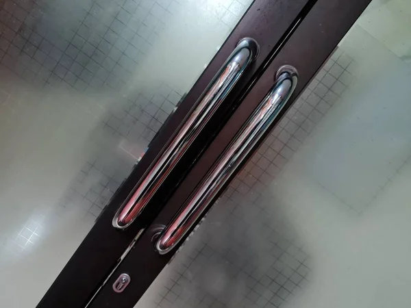Brown Iron Glass Door Handles All Made Stainless Steel — Photo