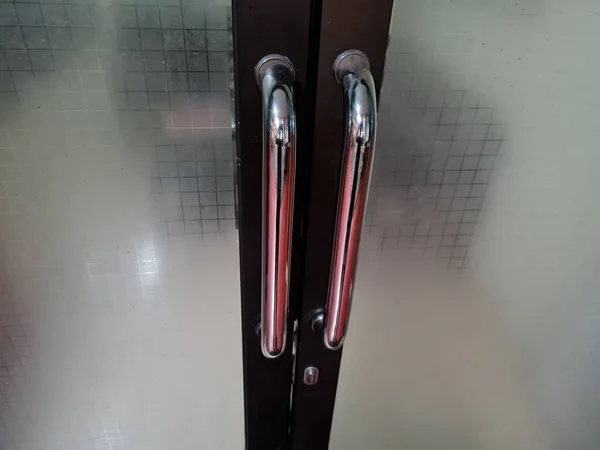 Brown Iron Glass Door Handles All Made Stainless Steel — Foto de Stock