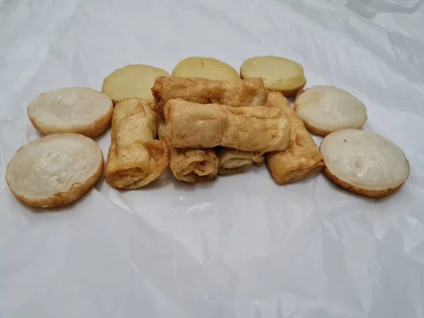 Snacks Indonesia Mud Cakes Chicken Stuffed Risoles Apem Cakes — Fotografia de Stock