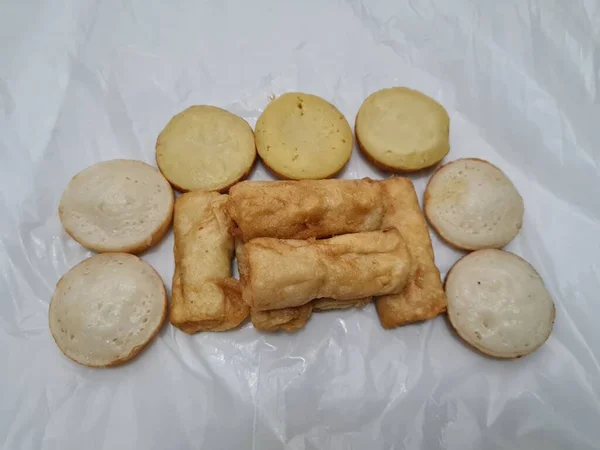 Snacks Indonesia Mud Cakes Chicken Stuffed Risoles Apem Cakes — 스톡 사진