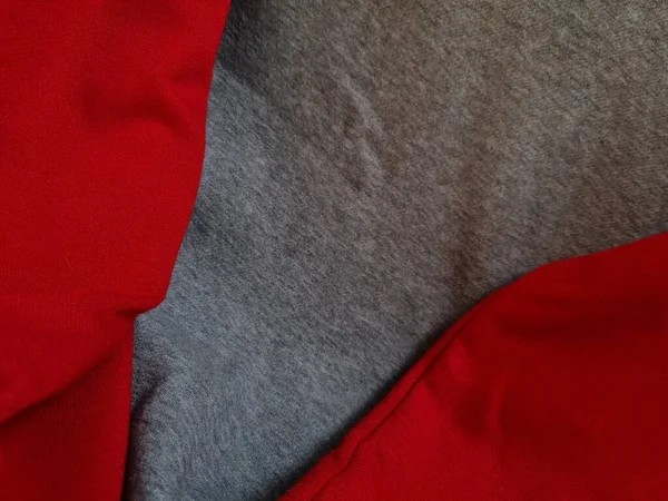 Абстрактний Тканинний Фон Текстурований Сірий Одяг Поєднанні Червоним — стокове фото