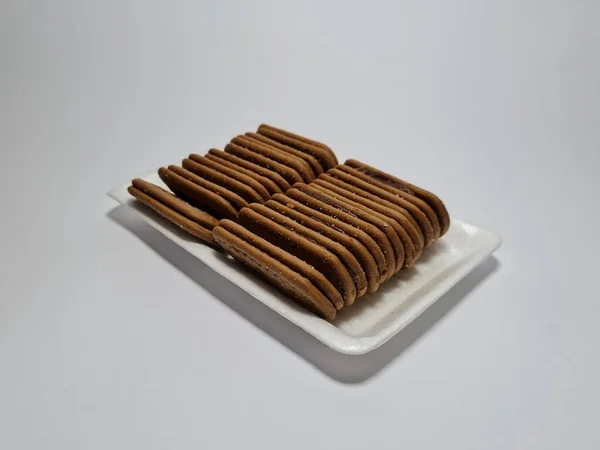Snacks Feitos Farinha Outros Ingredientes Que Têm Sabor Chocolate São — Fotografia de Stock