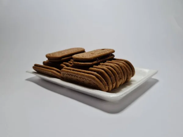Закуски Муки Других Ингредиентов Которые Имеют Шоколадный Вкус Называются Печенье — стоковое фото